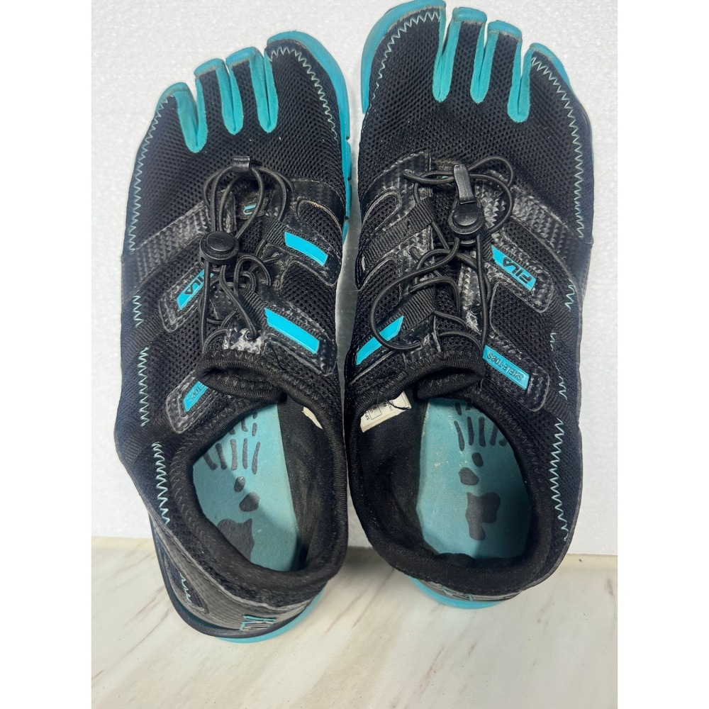Fila Skele-Toes Bay Runner Black Blue Minimalist Toe Shoes Mens 9 1SH40126-011